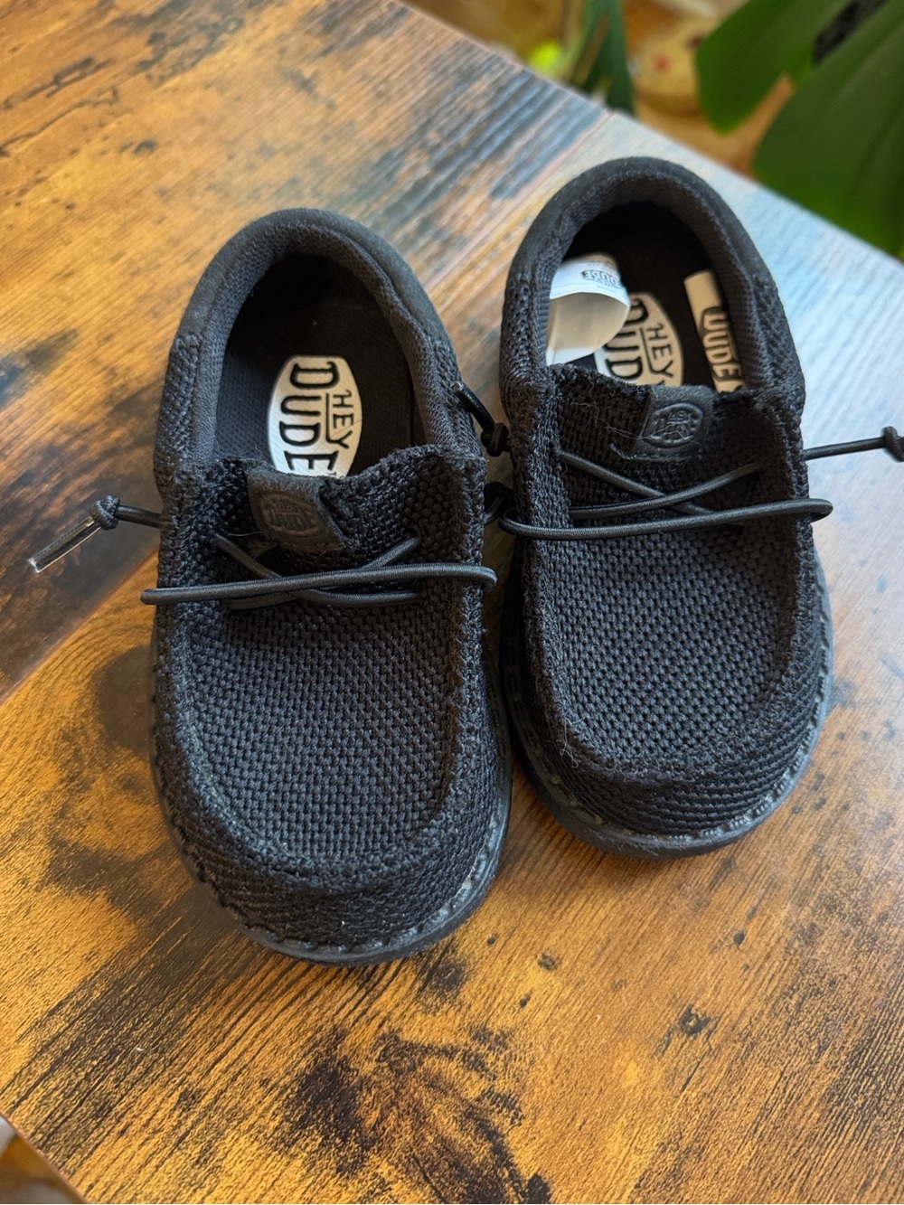 Hey Dude Wally Toddler Black Knit Slip On Shoes C7